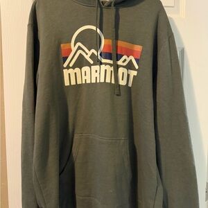 Marmot Men's Olive Hoodie with Retro Logo